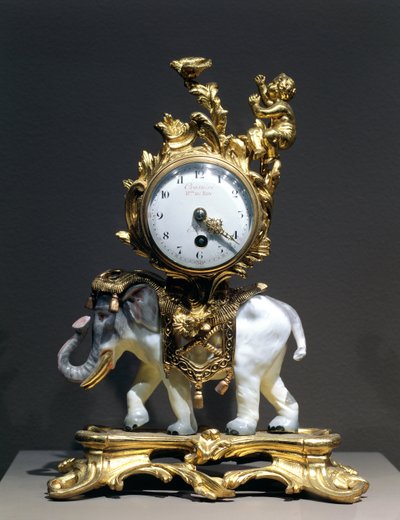 Orologio da scrivania (bronzo dorato, porcellana, smalto e vetro) da Crosnier du Roy